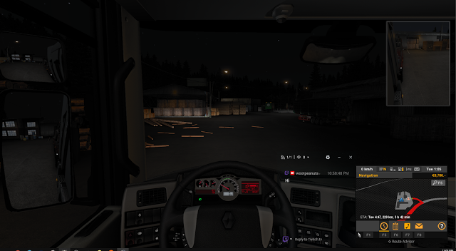 Restream Chat in full transparency overlayed on top of Euro Truck Simulator 2