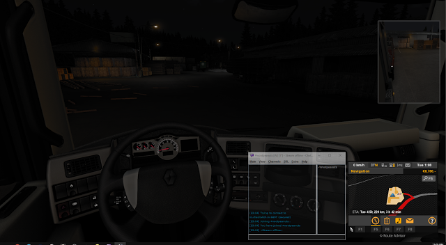 Transparent and pinned Chatty window over top of Euro Truck Simulator 2